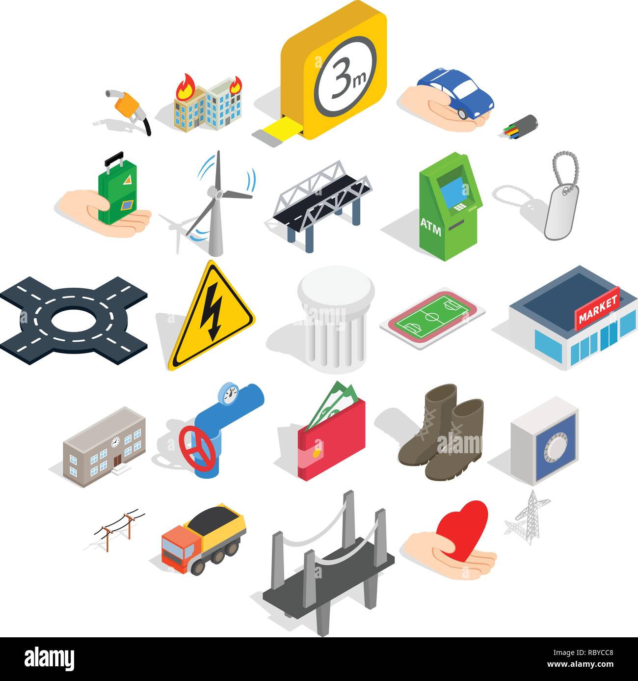 Electro business icons set, isometric style Stock Vector
