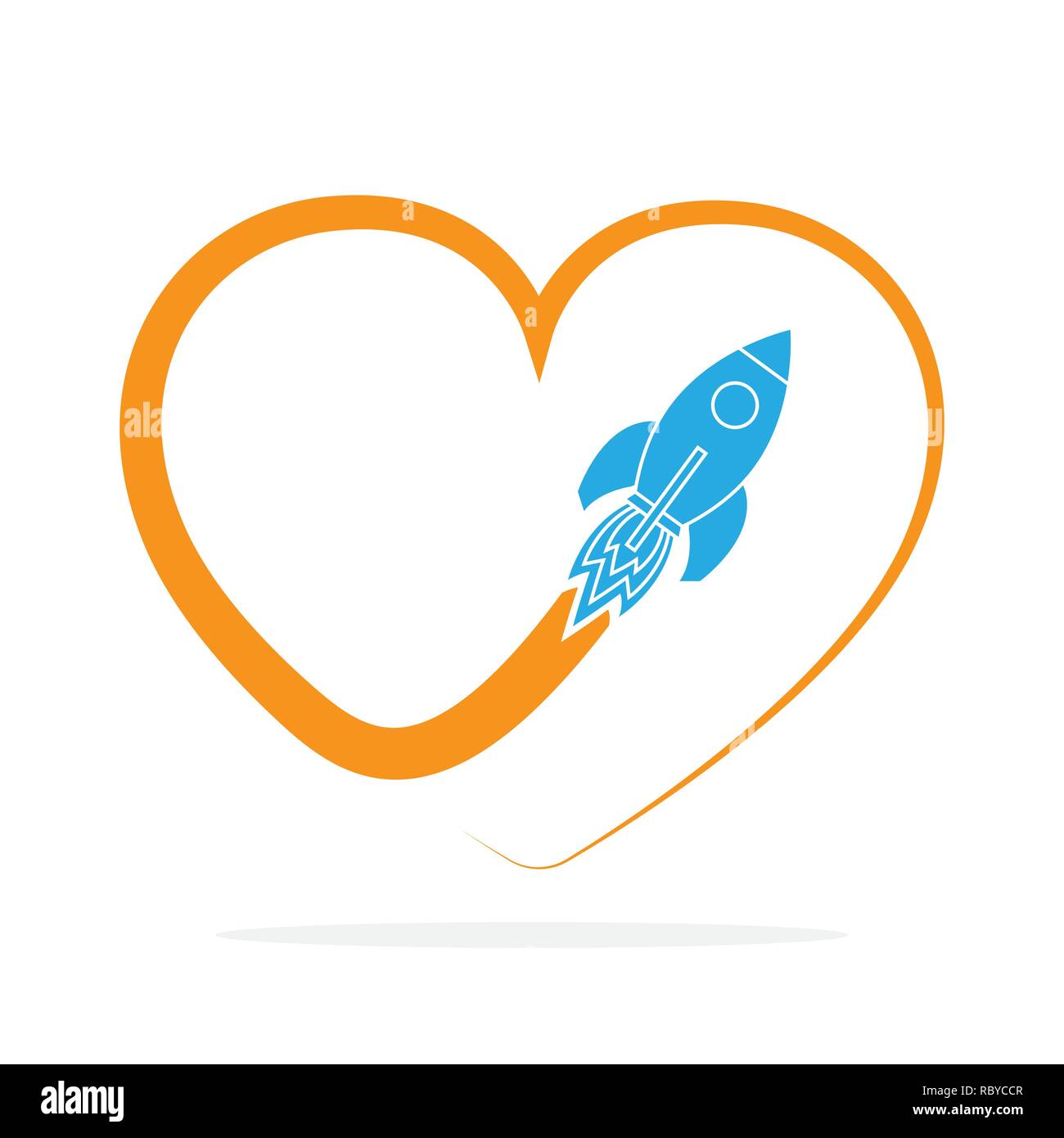 Flight of the rocket and its way. Vector illustration. Concept of travel Stock Vector