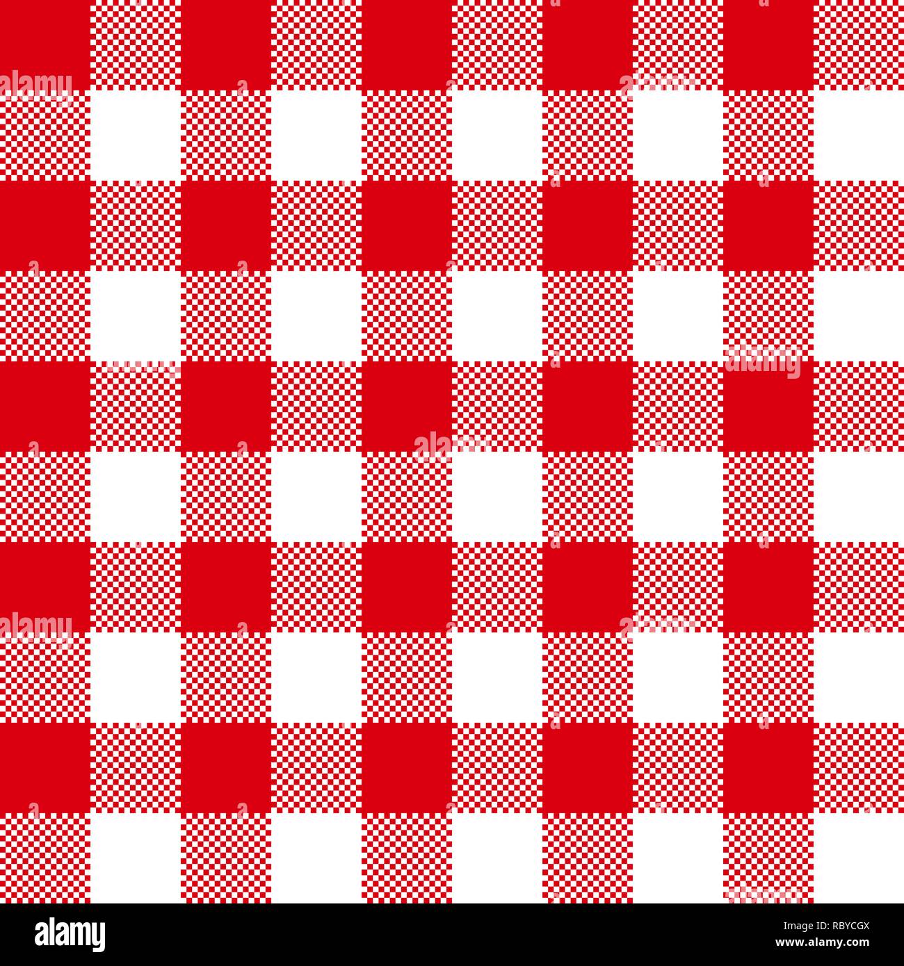 Red fabric texture. Vector illustration. Flat tablecloth pattern Stock Vector