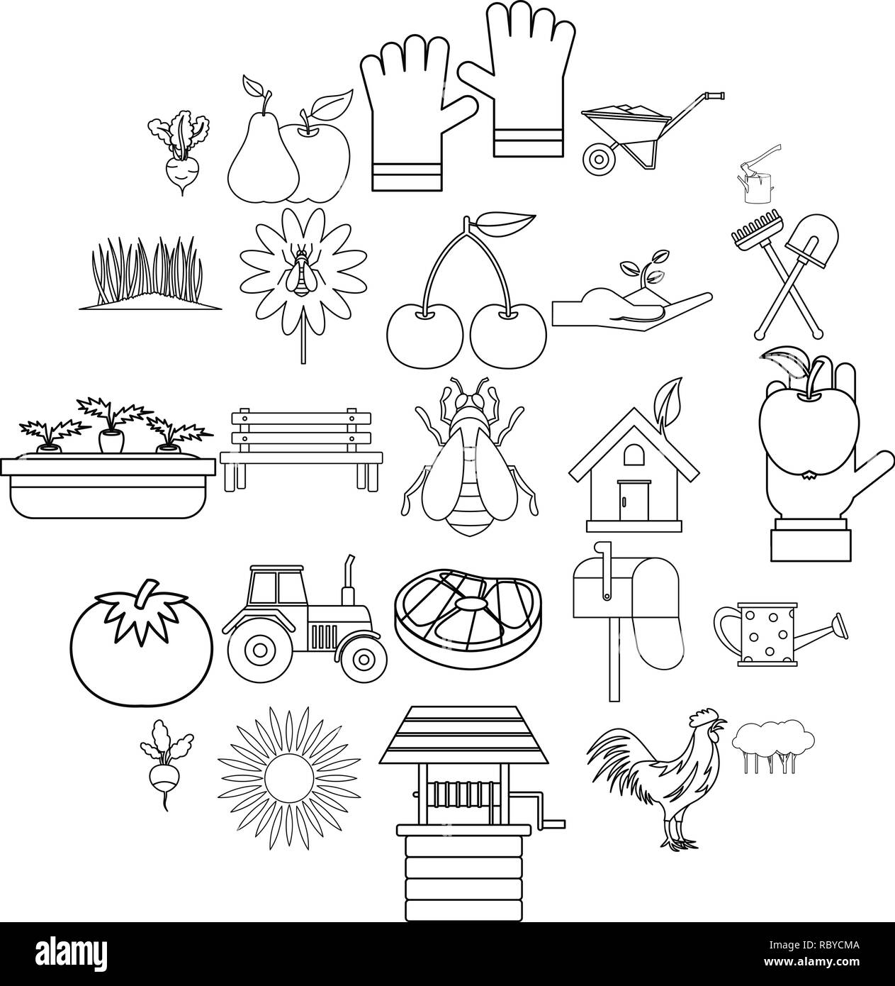 Hamlet icons set, outline style Stock Vector Image & Art Alamy