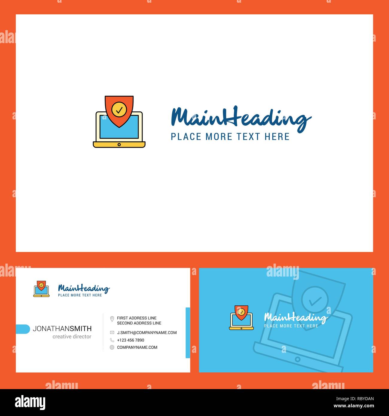 Protected laptop Logo design with Tagline & Front and Back Busienss