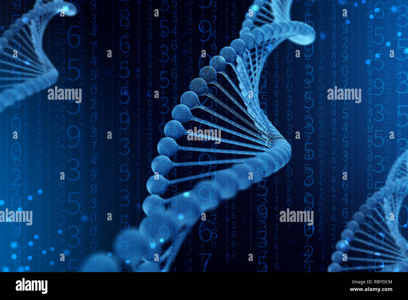 3d Illustration of DNA molecule. The helical molecule of a nucleotide ...