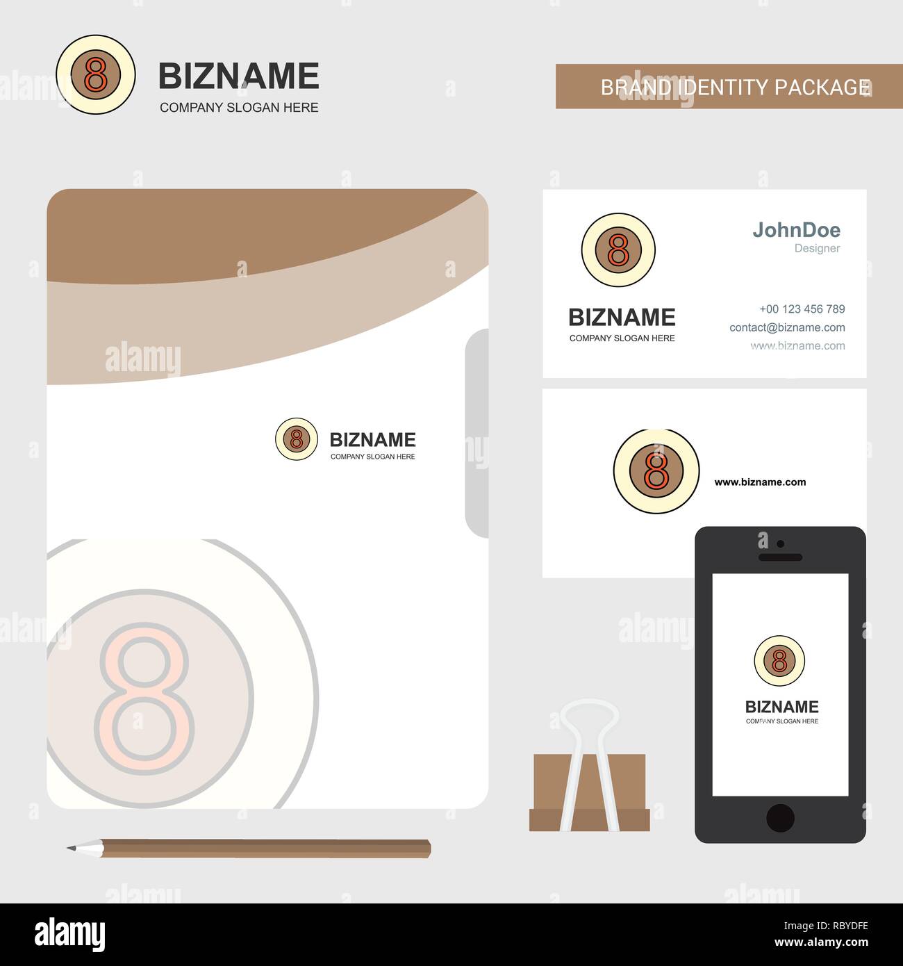 Snooker ball Business Logo, File Cover Visiting Card and Mobile App Design. Vector Illustration