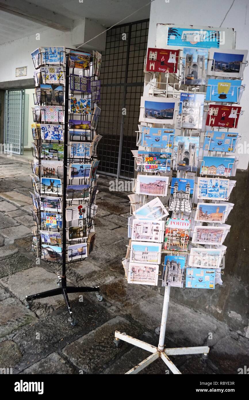 Postcard Rack. Porto, Portugal Stock Photo
