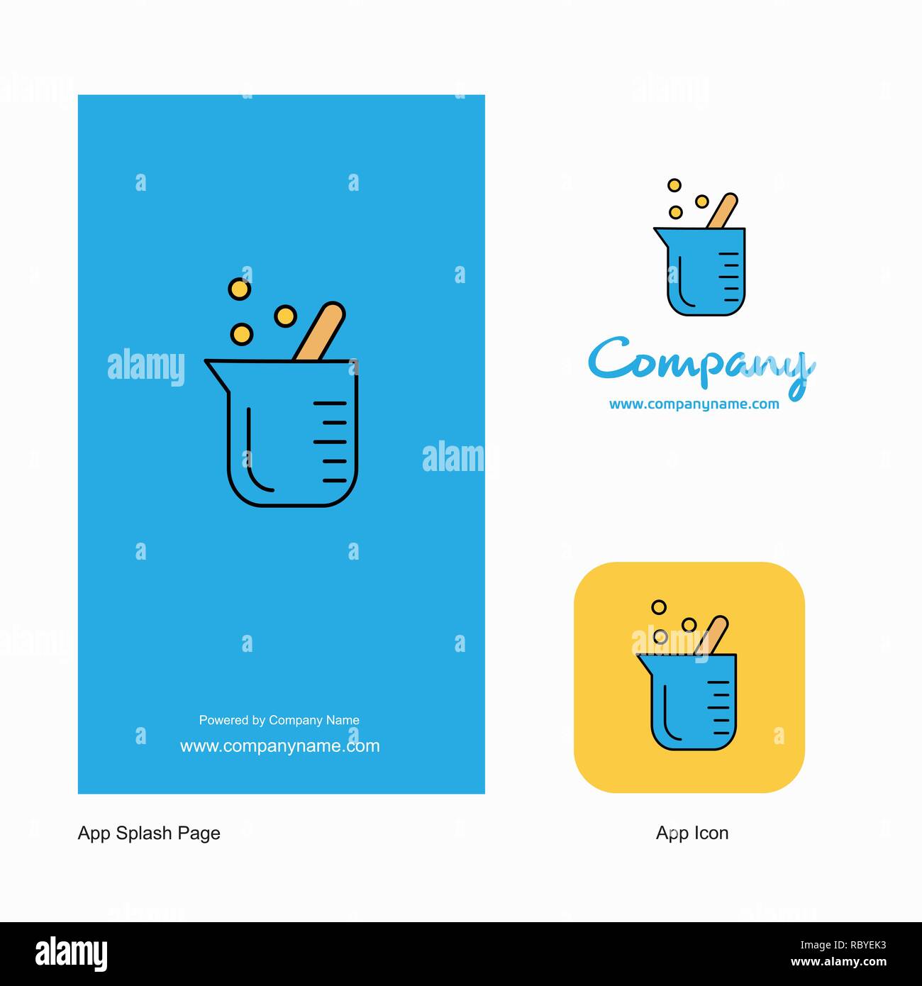 Beaker Company Logo App Icon and Splash Page Design. Creative Business