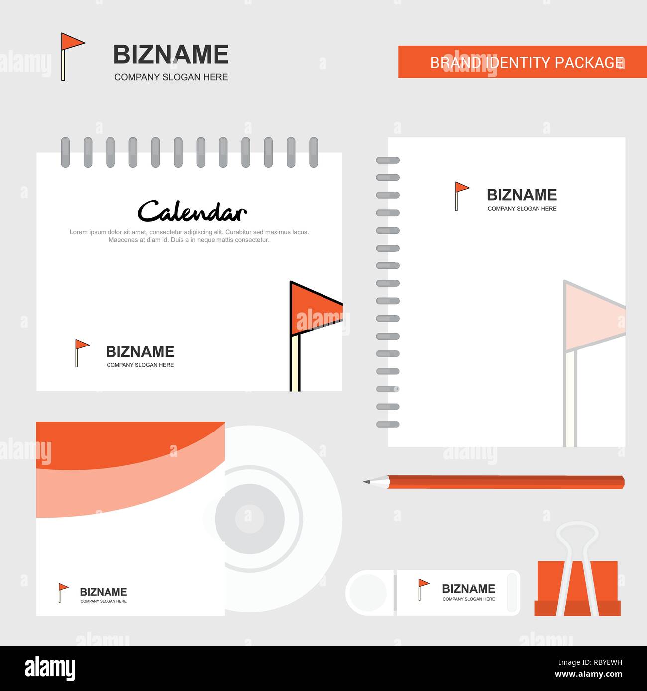 Sports Flag Logo, Calendar Template, CD Cover, Diary and USB Brand Stationary Package Design