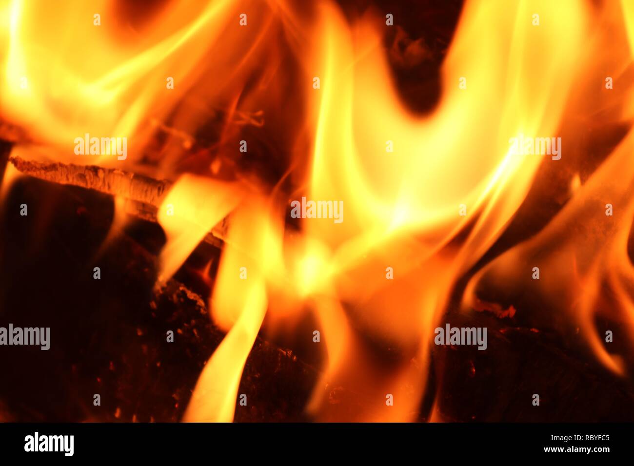 Beautiful Hot Fire Burning In A Fireplace Stock Photo 231100805
