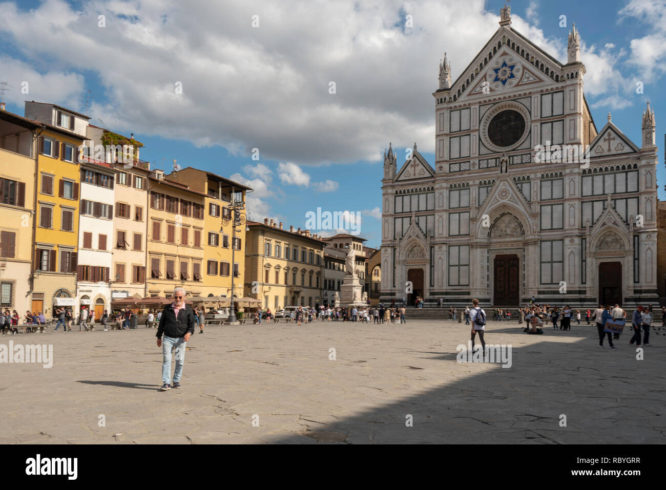 Piazza Santa Croce and Santa Croce Church, Florence, Italy Stock Photo