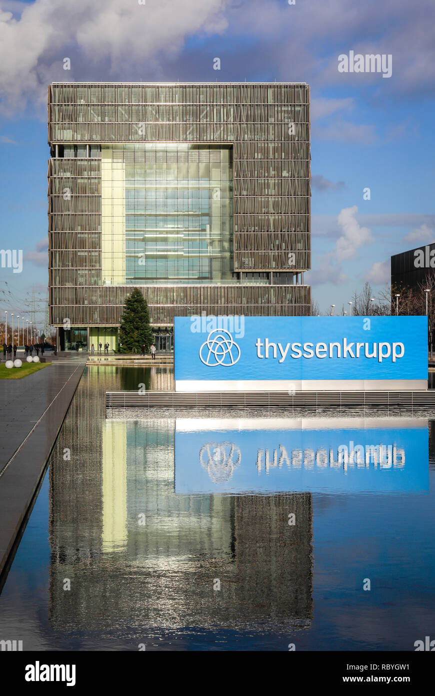 ThyssenKrupp Headquarters, Essen, Ruhr Area, North Rhine-Westphalia, Germany, ThyssenKrupp Hauptverwaltung, Essen, Ruhrgebiet, Nordrhein-Westfalen, De Stock Photo