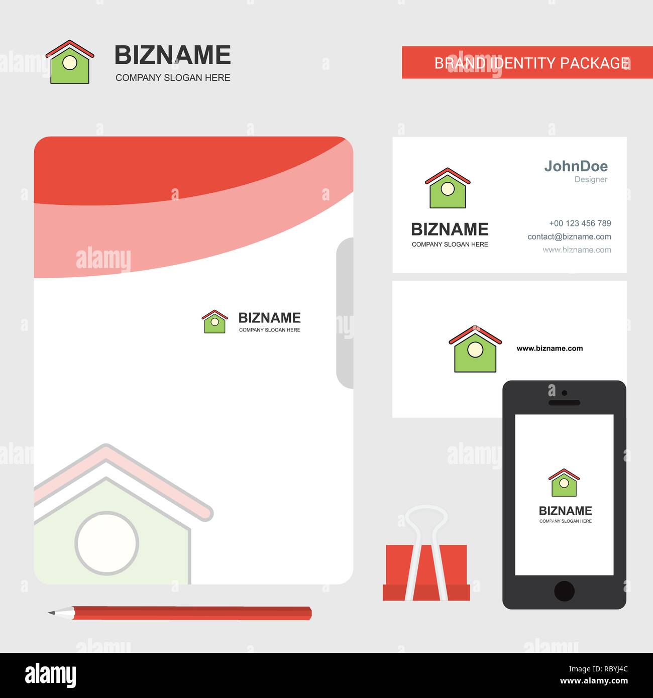 Dog house Business Logo, File Cover Visiting Card and Mobile App Design