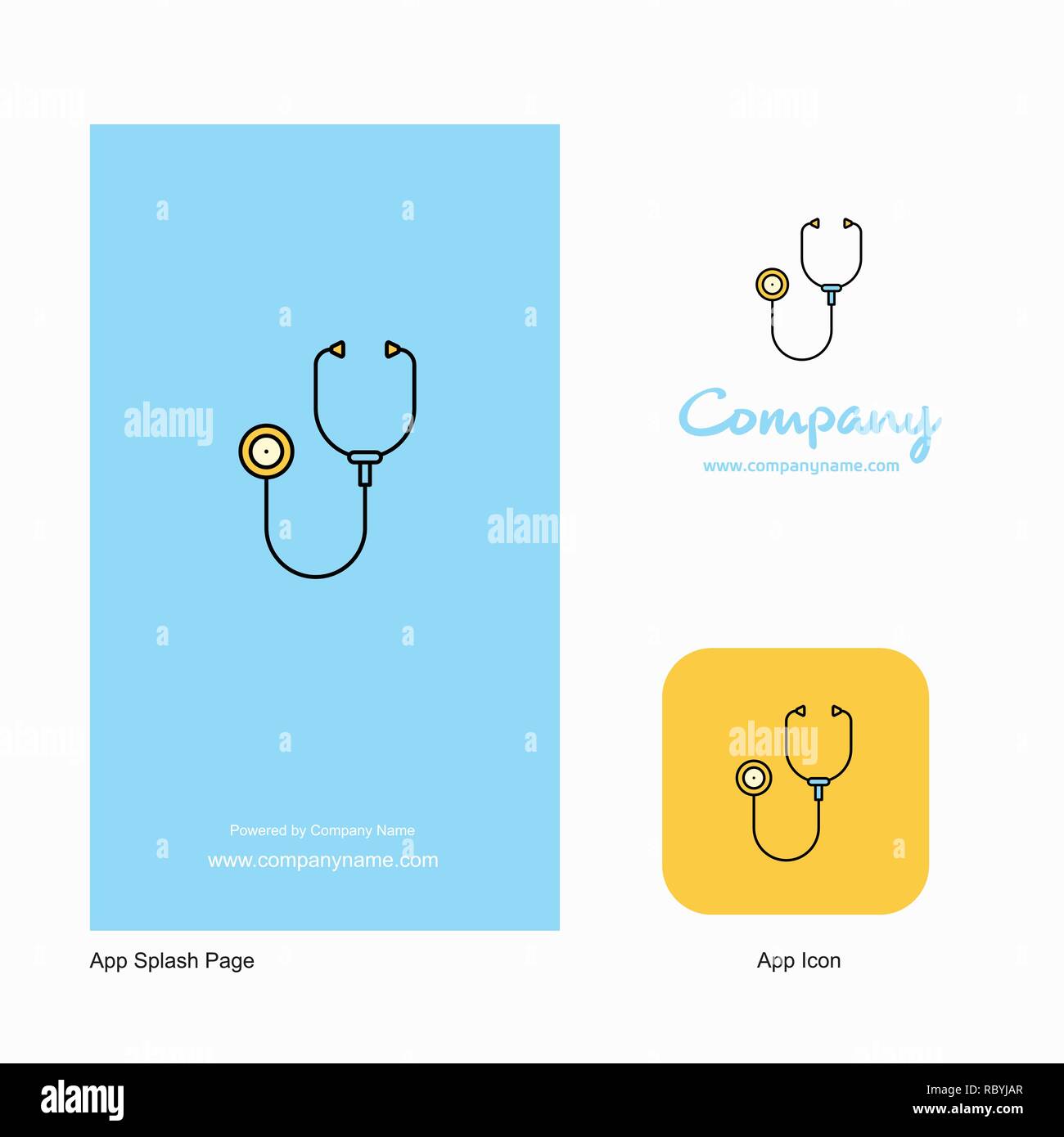 Stethoscope Company Logo App Icon and Splash Page Design. Creative