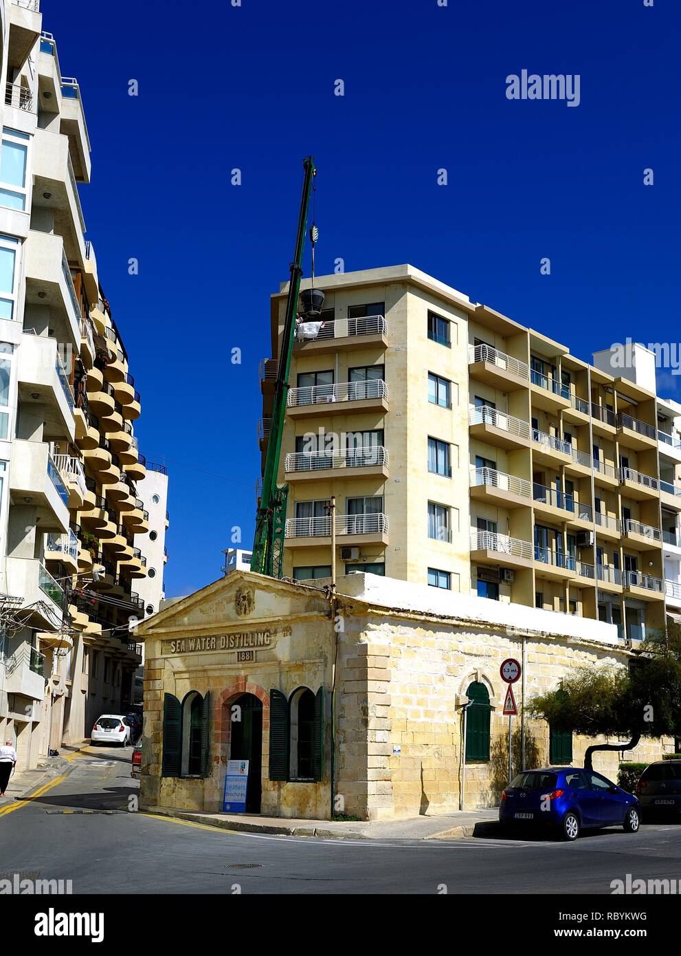 Sliema, Malta - 10th October 2018: Delivery of concrete to the apartment block Stock Photo