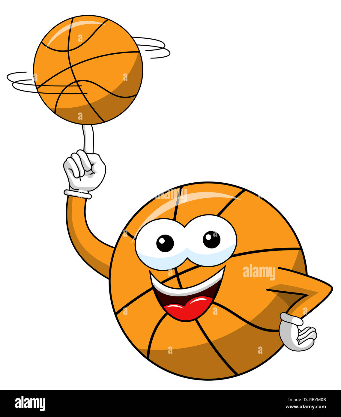 basketball ball cartoon funny character spinning balance ball isolated on  white Stock Photo - Alamy