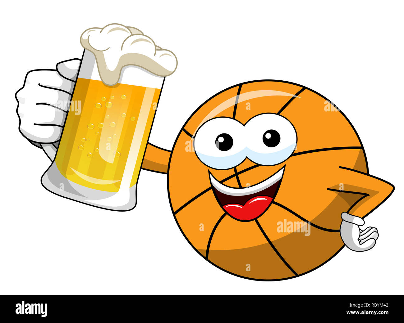 basketball ball cartoon funny character mug beer celebration isolated on  white Stock Photo - Alamy