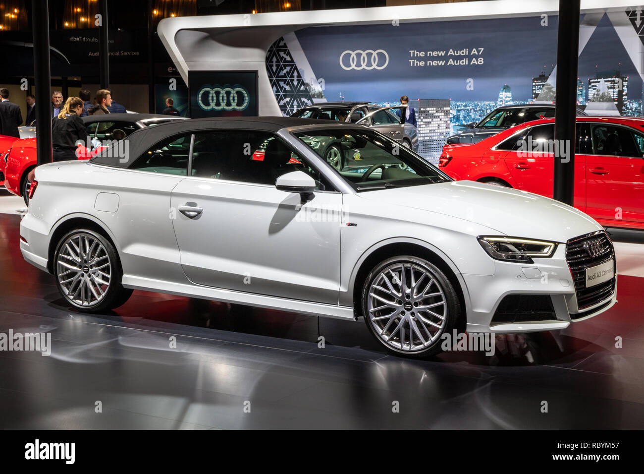 BRUSSELS - JAN 10, 2018: Audi A3 Cabriolet car showcased at the Brussels  Expo Autosalon motor show Stock Photo - Alamy