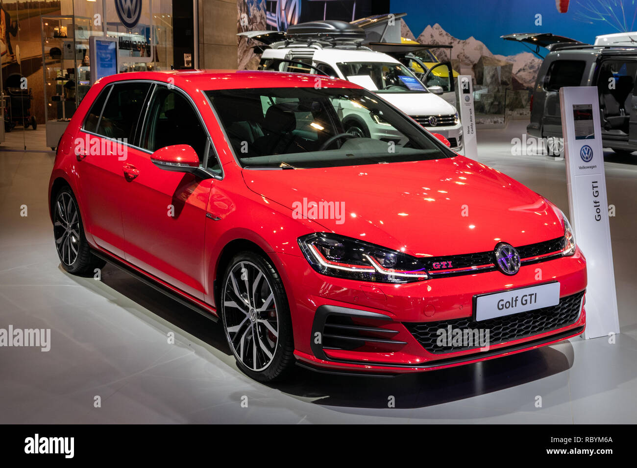 BRUSSELS - JAN 10, 2018: Volkswagen Golf GTI car showcased at the ...