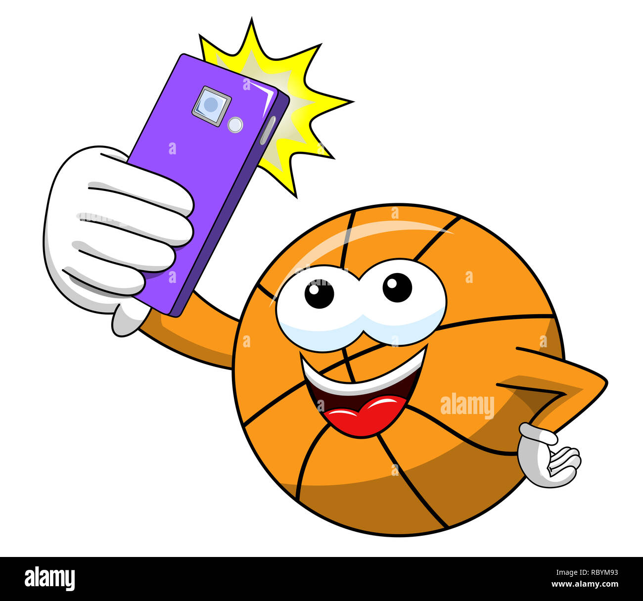 basketball ball cartoon funny character selfie shot smartphone isolated on  white Stock Photo - Alamy