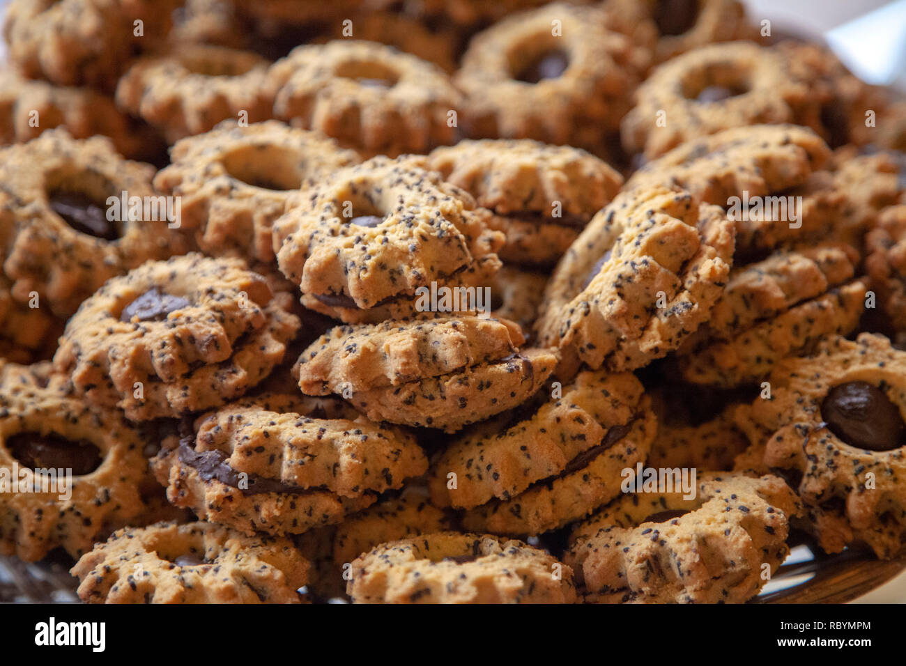 Biscuits and Confection at Bakery Cafe in Jerusalem Old City - Israel Stock Photo