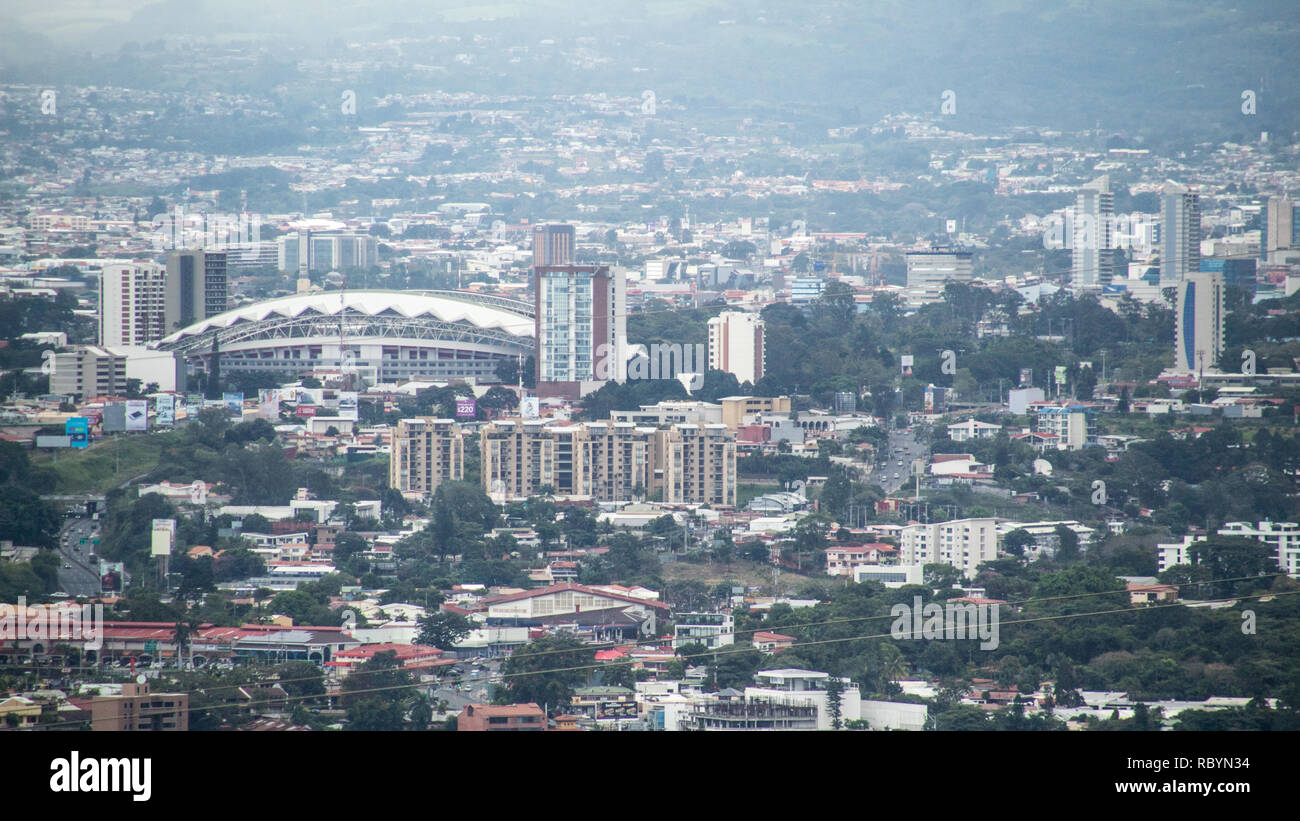 A landscape photograph of downtown San Jose, the capitol of Costa Rica Stock Photo