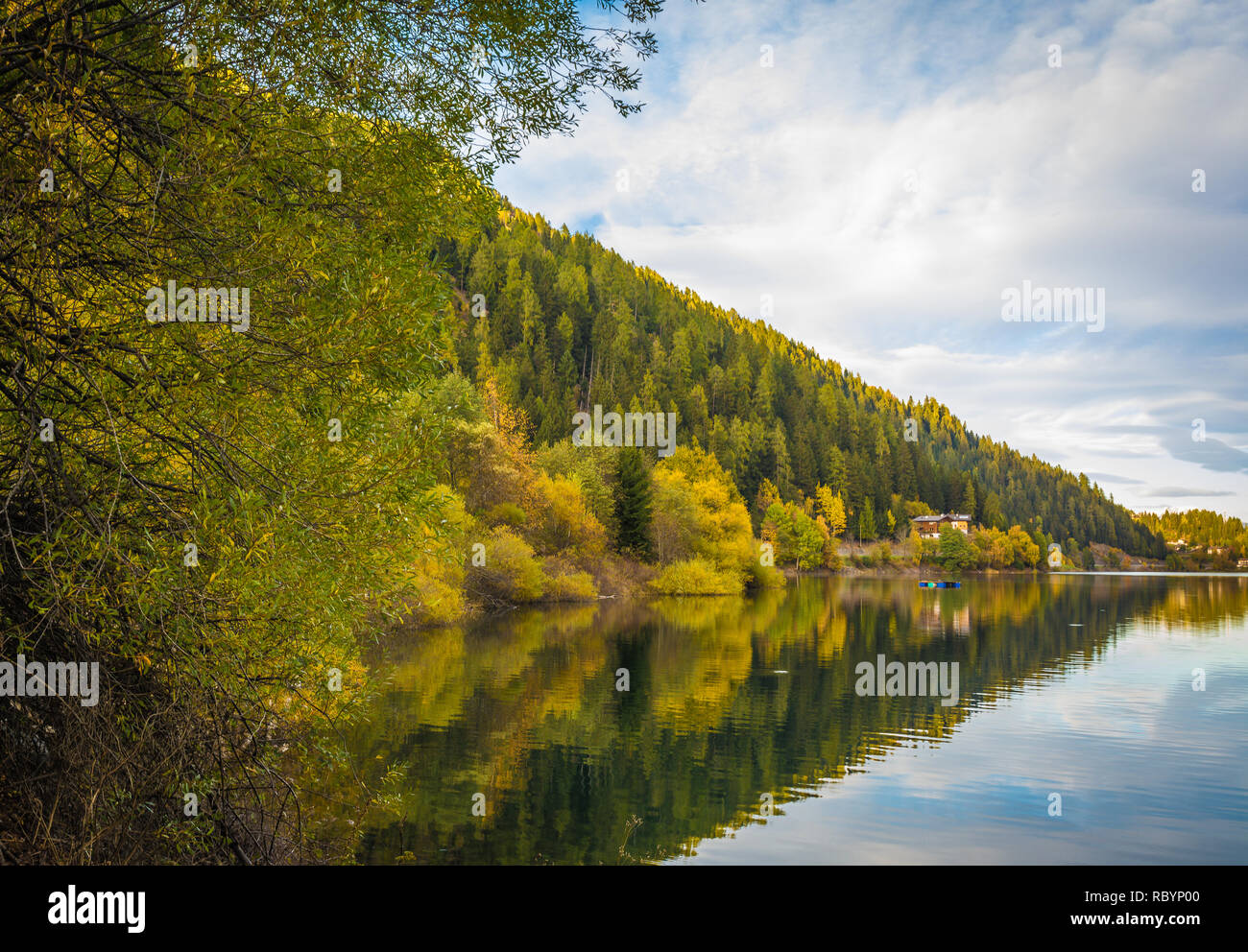 Autumn Landscape In Ultental Ultimo Valley With A Trees In