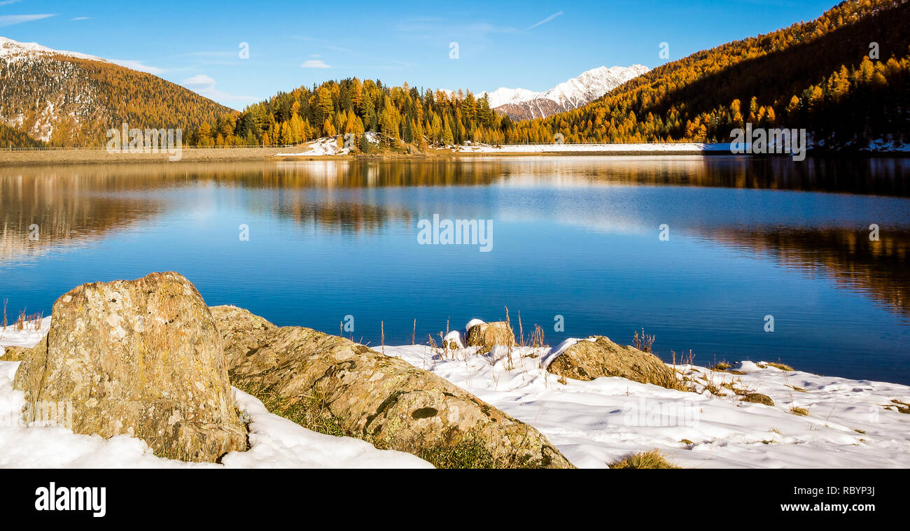 Autumn Landscape In Ultental Ultimo Valley With A Trees In