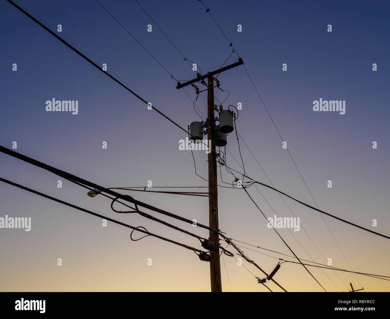 View of Electric Pole and Wires Stock Photo - Alamy