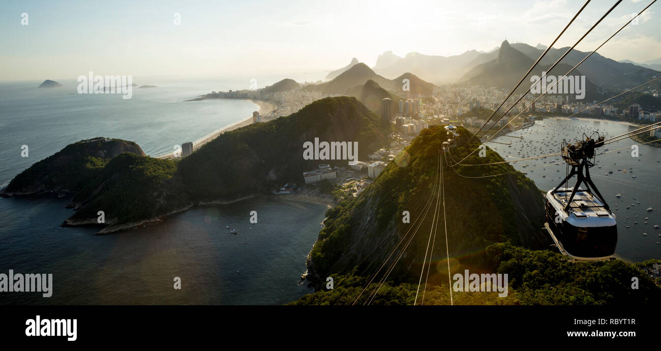 Panorama of Rio de Janeiro with Sugarloaf mountain, Brazil Stock Photo