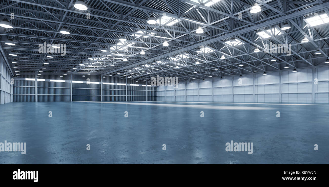 Empty warehouse or storehouse. 3d illustration Stock Photo