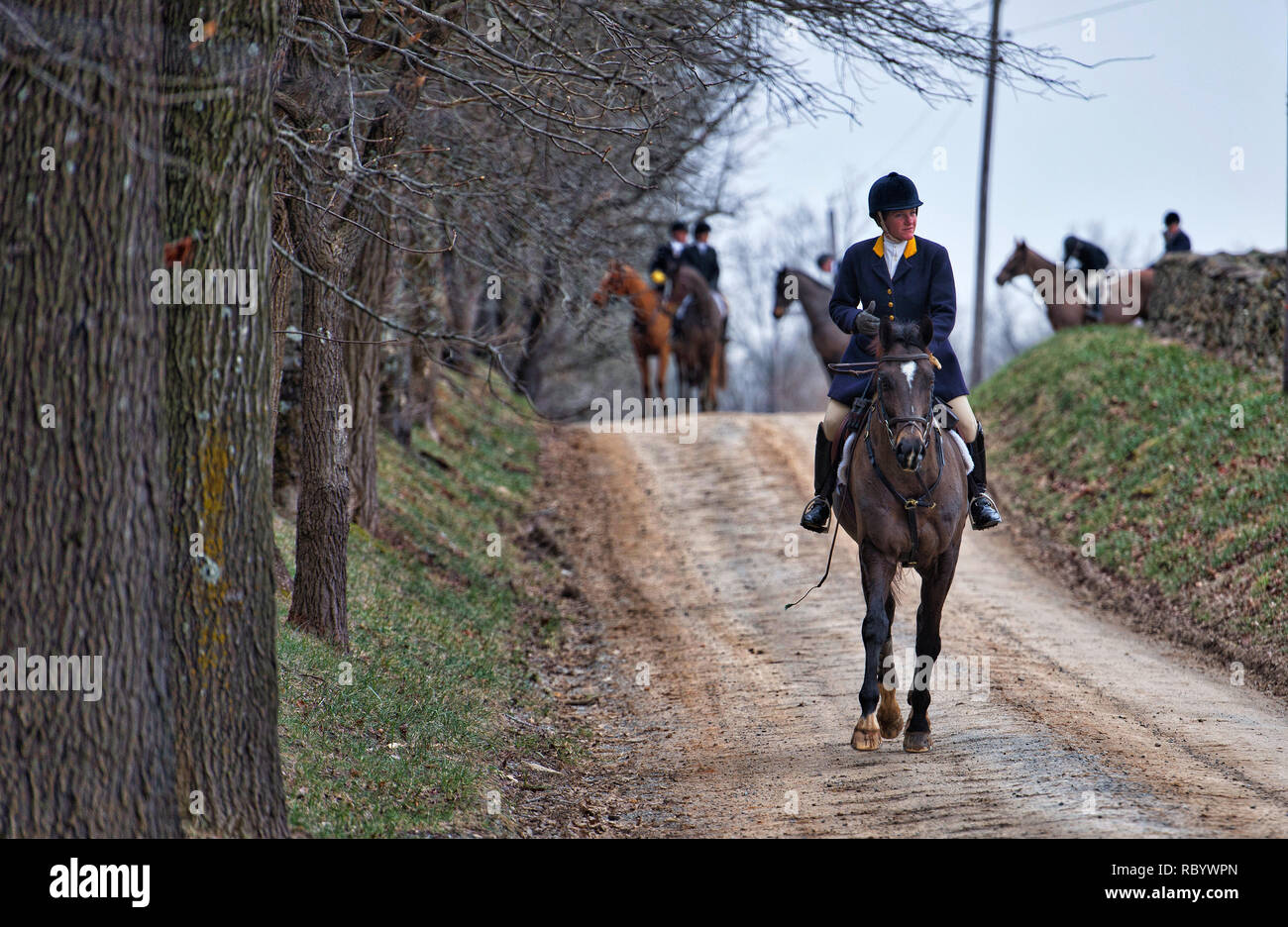UNITED STATES 01122019 Riders with the Piedmont hunt make their