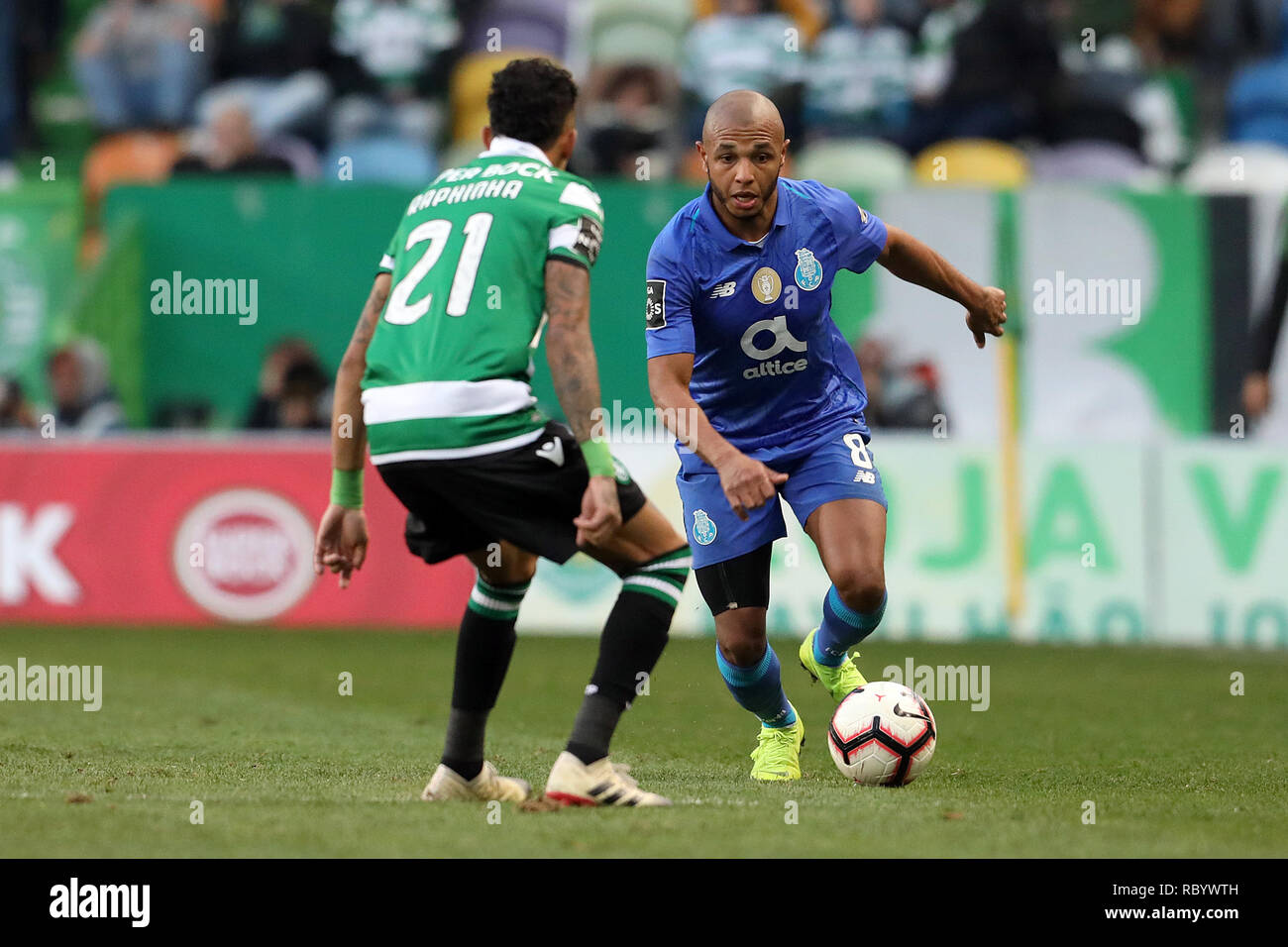 Yacine Brahimi of FC Porto seen in action during the League NOS 2018/19 football match between Sporting CP vs FC Porto. (Final score: Sporting CP 0 - 0 FC Porto) Stock Photo