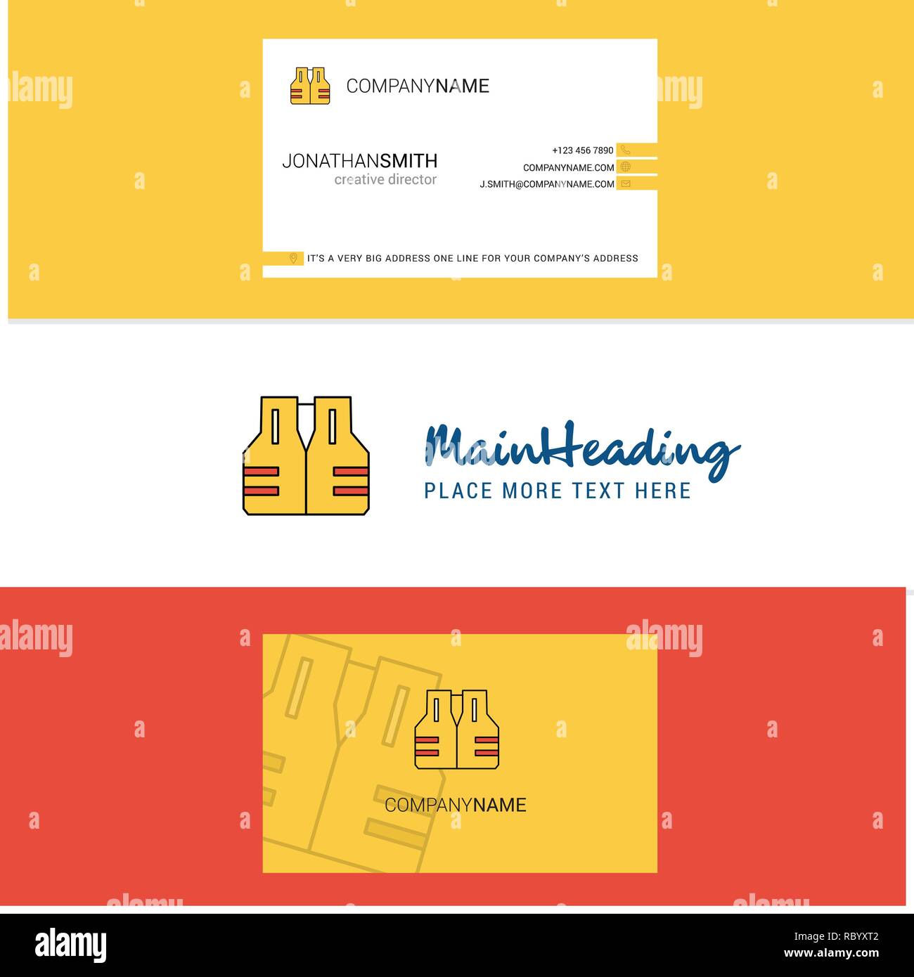 Beautiful Life jacket Logo and business card. vertical Design Vector