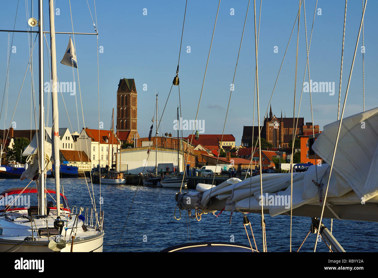 Port of Wismar with city panorama, Germany Stock Photo - Alamy