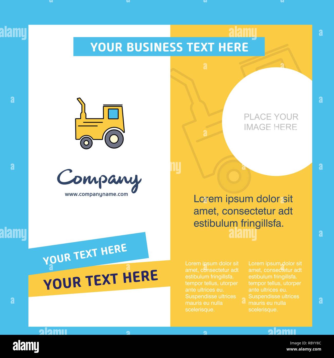 Tractor Company Brochure Template. Vector Busienss Template Stock
