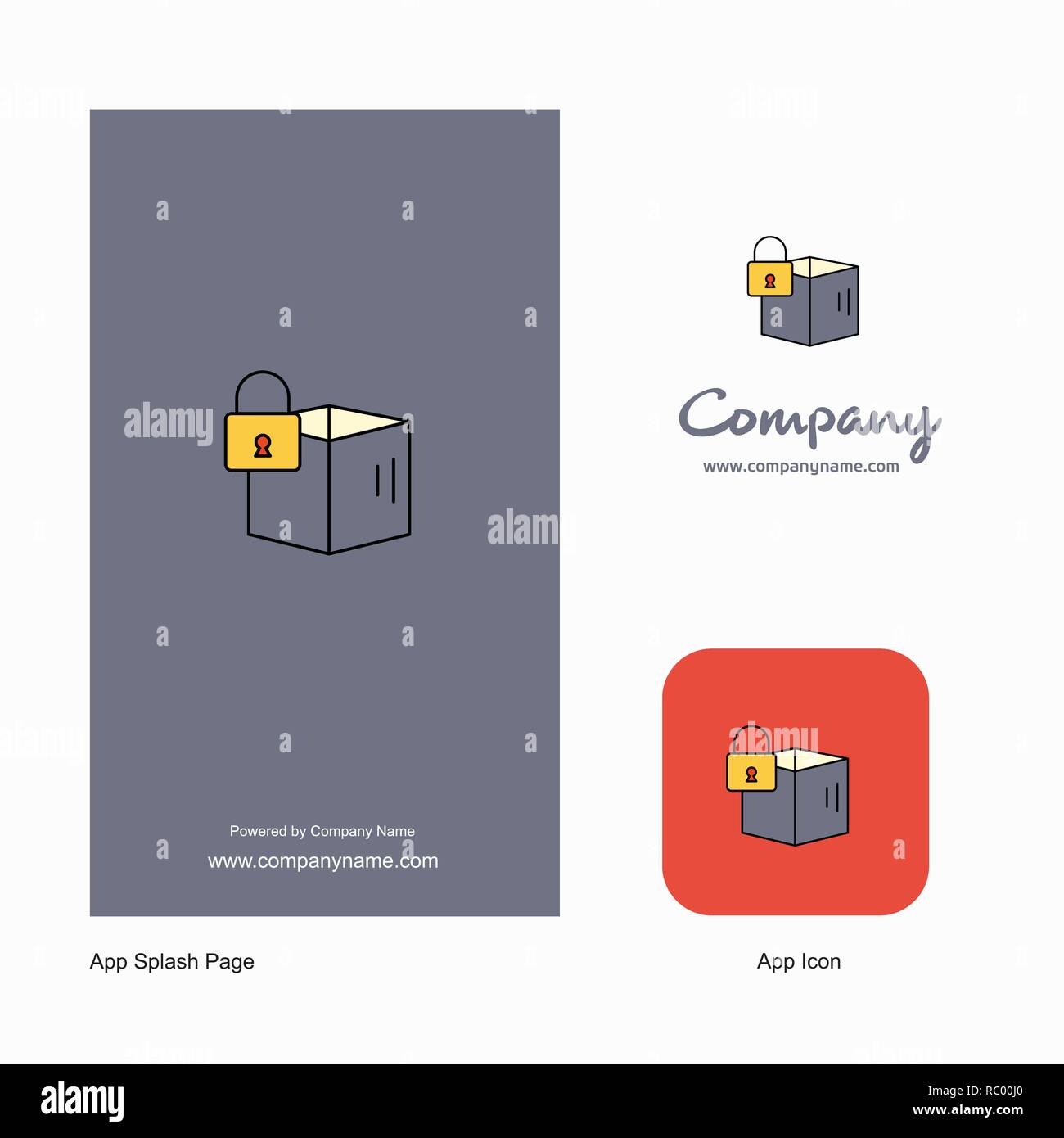 Locked box Company Logo App Icon and Splash Page Design. Creative