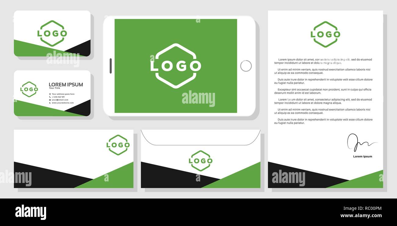 Stationery business card mockup design branding template vector Stock