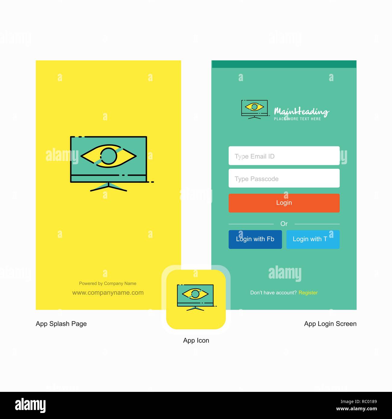Company Monitor Splash Screen and Login Page design with Logo template