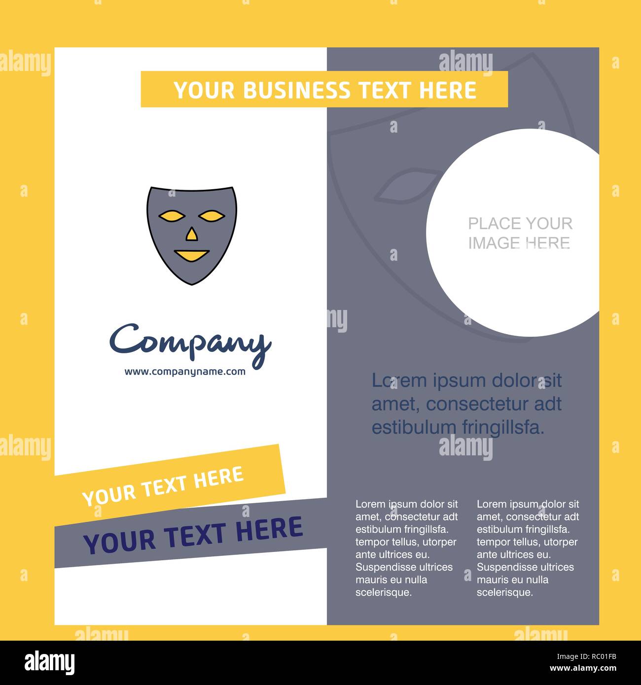 Mask Company Brochure Template. Vector Busienss Template Stock Vector