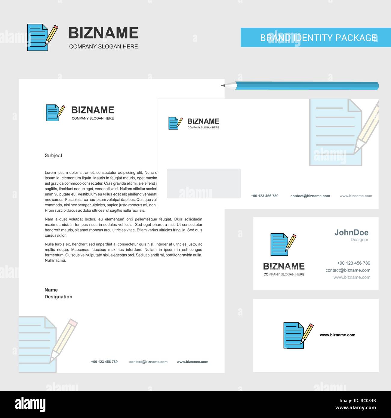 Write document Business Letterhead, Envelope and visiting Card