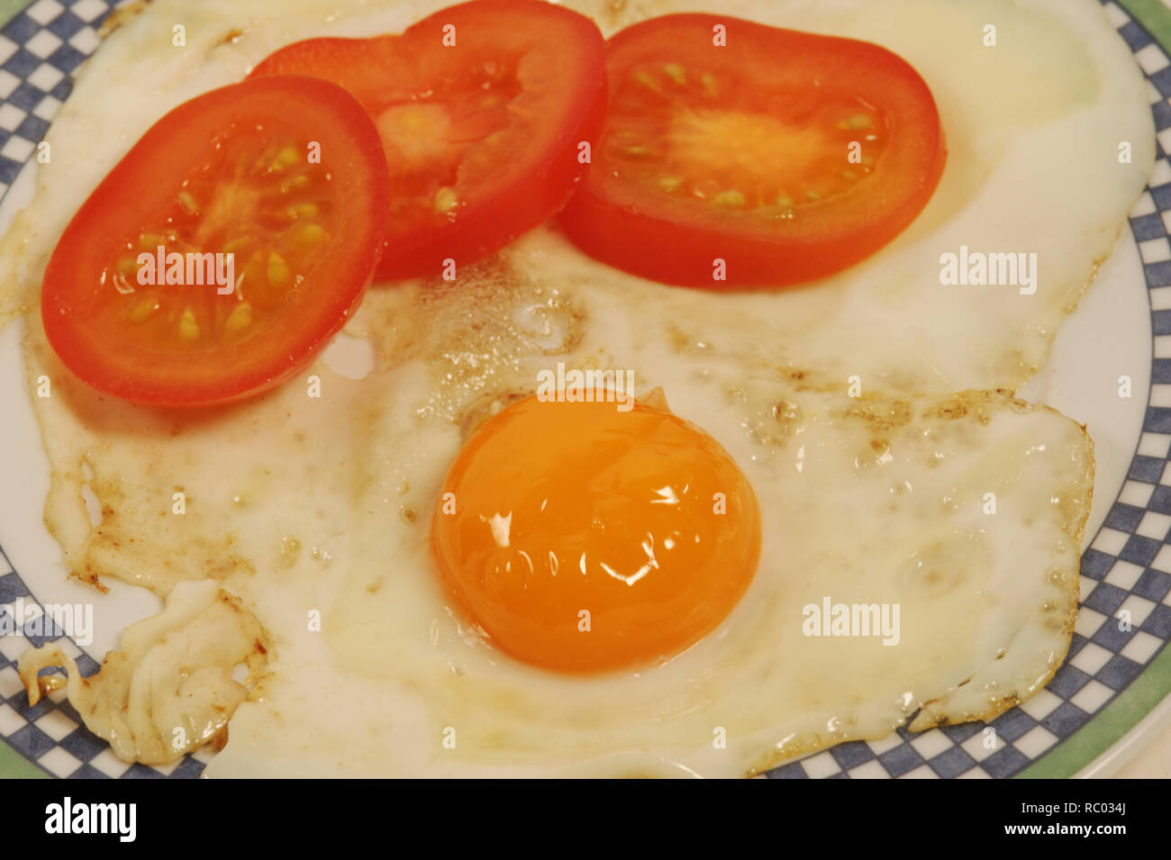 Spiegelei mit frischen Tomaten | Fried egg with fresh tomatoes Stock Photo