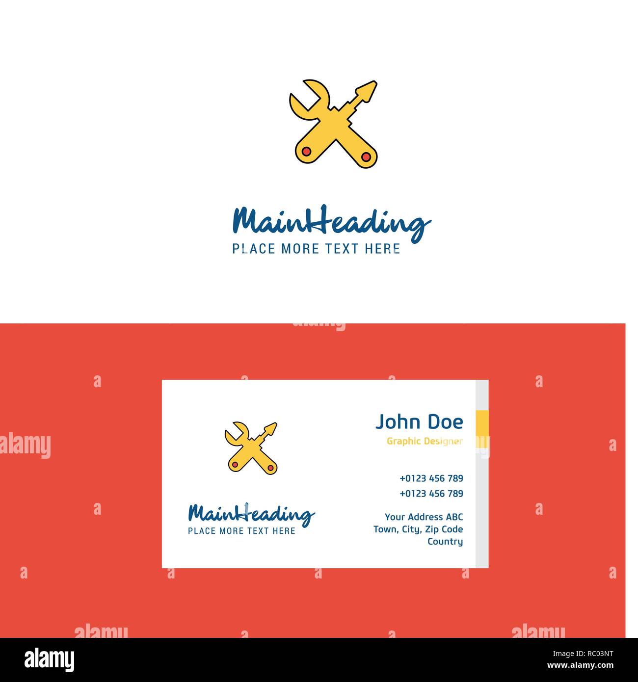 Flat Hardware tools Logo and Visiting Card Template. Busienss Concept