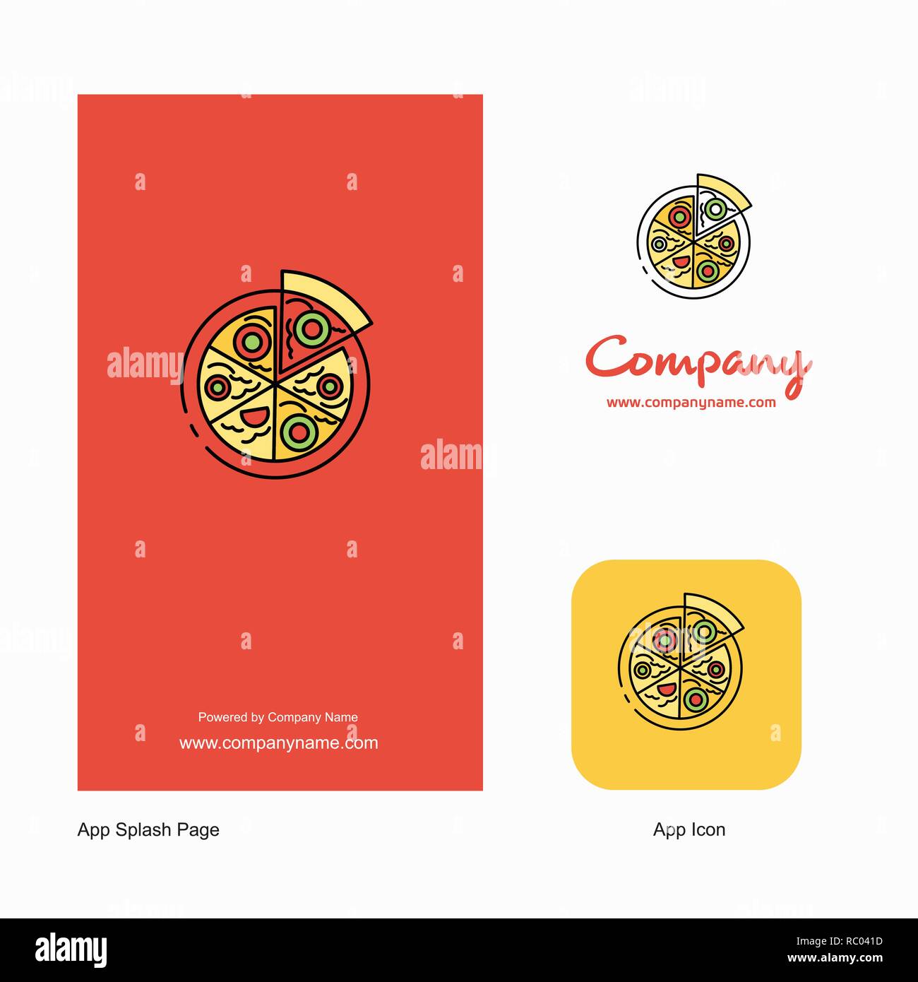Pizza Company Logo App Icon and Splash Page Design. Creative Business