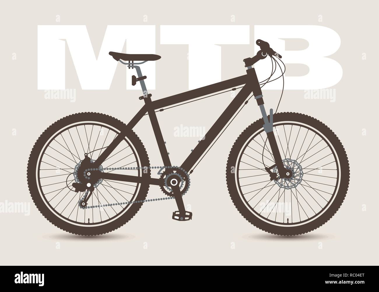 MTB Bicycle isolated and monochrome. Silhouette. Stock Vector