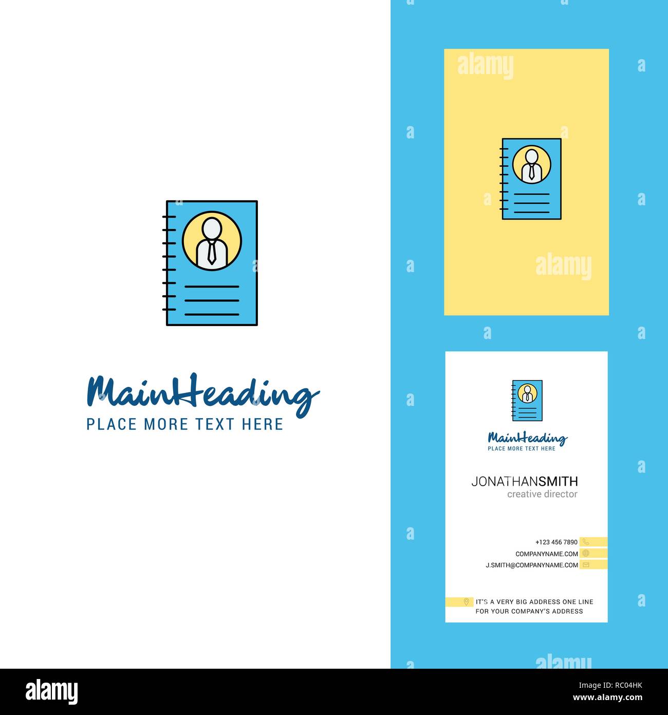 Personal diary Creative Logo and business card. vertical Design Vector