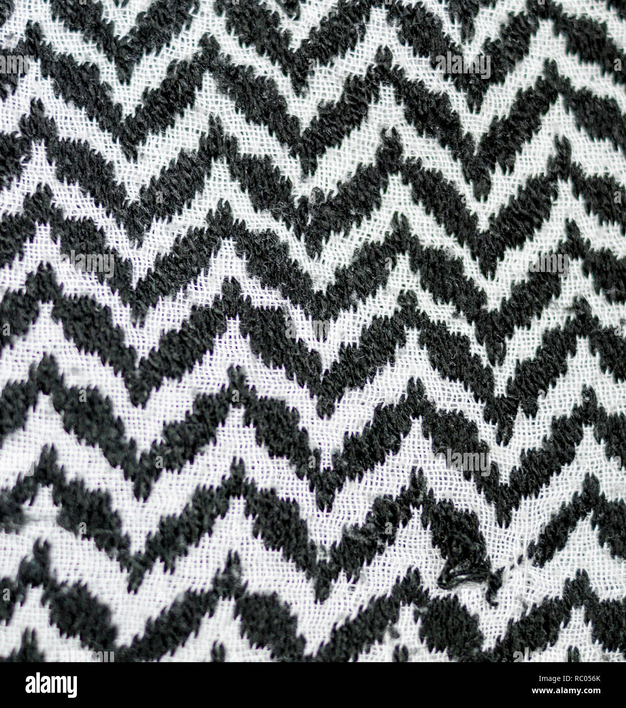 abstract black and white arabic style fabric textile. background