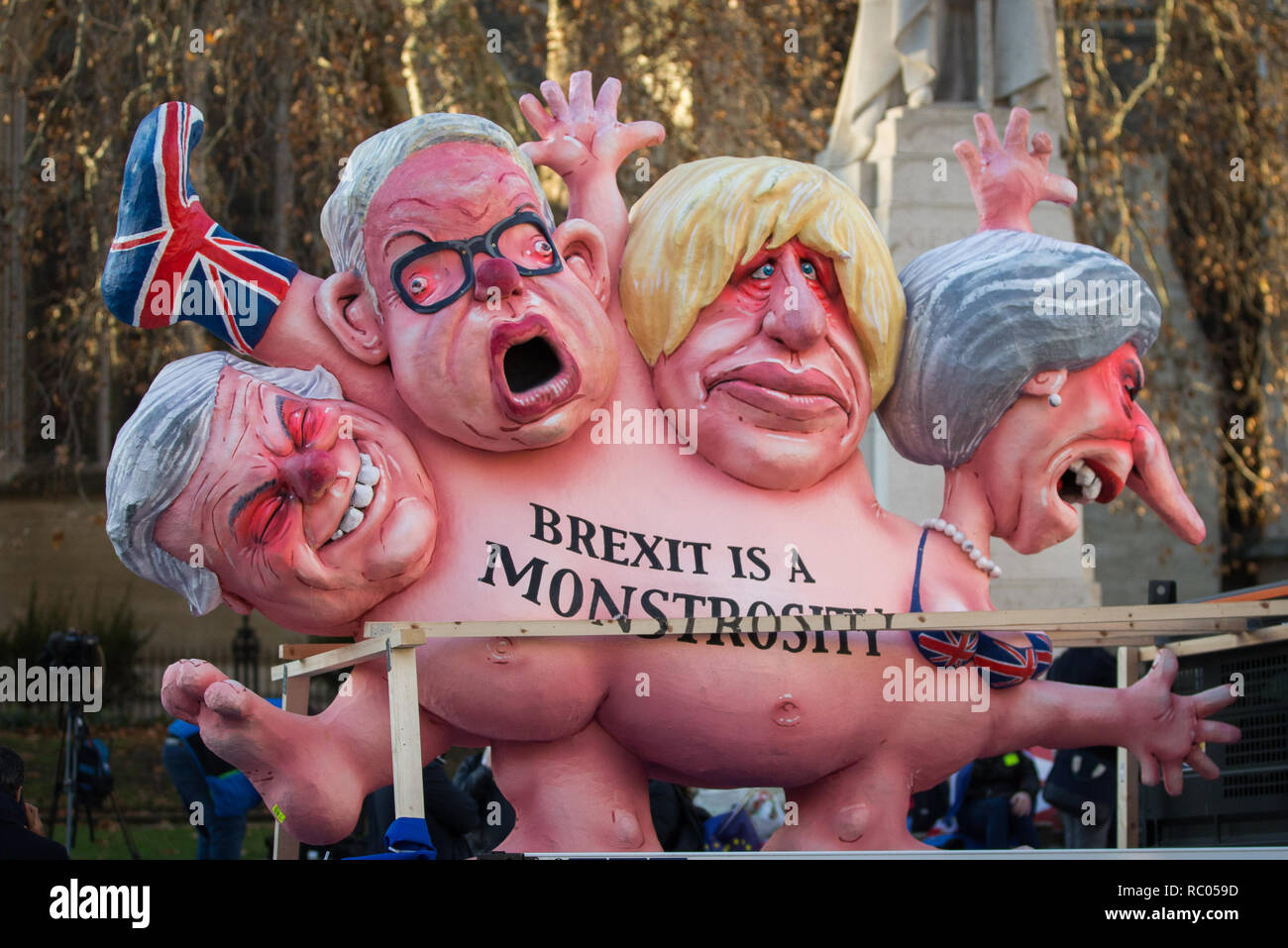 Brexit Monstrosity parked opposite Parliament, Old Palace Yard, Westminster.  Featuring: caricatures, David Davies, Michael Gove, Boris Johnson, Theresa May Where: London, United Kingdom When: 12 Dec 2018 Credit: Wheatley/WENN Stock Photo