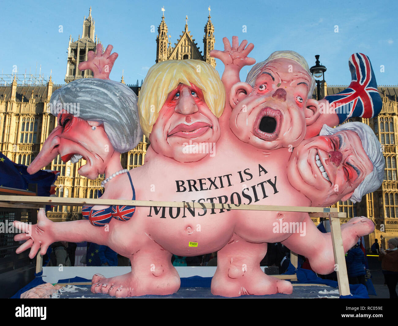 Brexit Monstrosity parked opposite Parliament, Old Palace Yard, Westminster.  Featuring: caricatures, David Davies, Michael Gove, Boris Johnson, Theresa May Where: London, United Kingdom When: 12 Dec 2018 Credit: Wheatley/WENN Stock Photo