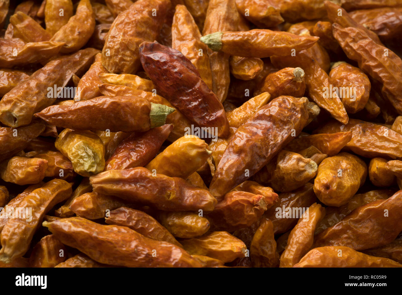 Dried red hot chili peppers full frame close up Stock Photo - Alamy