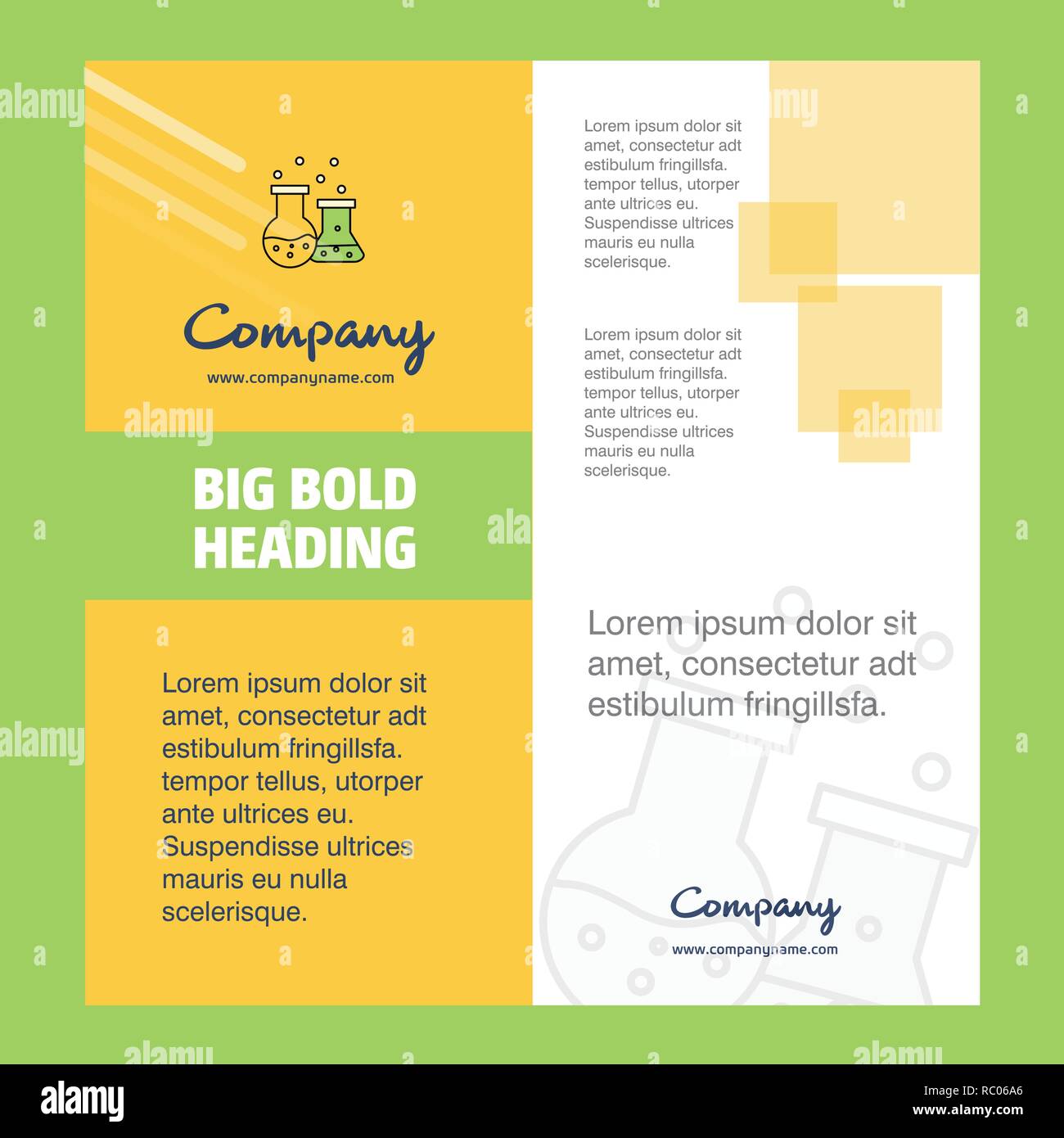 Chemical flask Company Brochure Title Page Design. Company profile