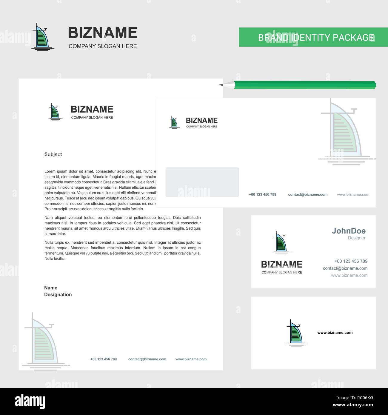 Dubai hotel Business Letterhead, Envelope and visiting Card Design