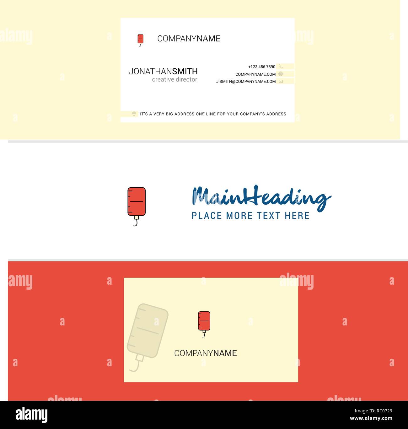 Beautiful Blood bottle Logo and business card. vertical Design Vector